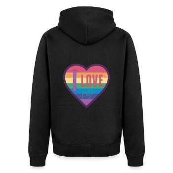 colorful heart rainbow unisex love for everyone - Unisex Premium Bio Zip Hoodie - Schwarz - Hinten - Nico (187cm)