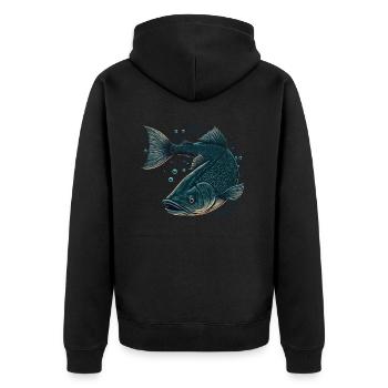 Tiefsee-Entdecker - Unisex Premium Bio Zip Hoodie - Schwarz - Hinten - Nico (187cm)