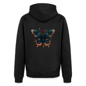 Butterfly Image - Unisex Premium Organic Zip Hoodie - black - Back - Nico (187cm)