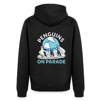Lustige Antarktis Pinguine Auf Parade Wildlife - Unisex Premium Bio Zip Hoodie - Schwarz - Hinten - Nico (187cm)