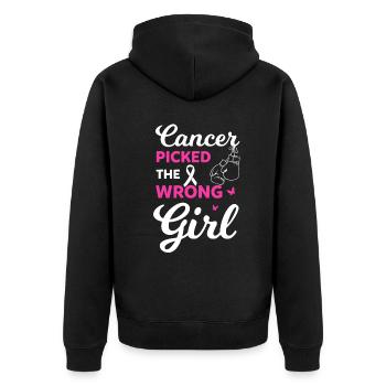 Mauvaise fille choisie - Sensibilisation au cancer - Veste à capuche bio Premium Unisexe - noir - Dos - Nico (187cm)
