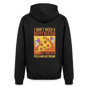 Pizza & Ice Cream: My True Loves - Unisex Premium Organic Zip Hoodie - black - Back - Nico (187cm)
