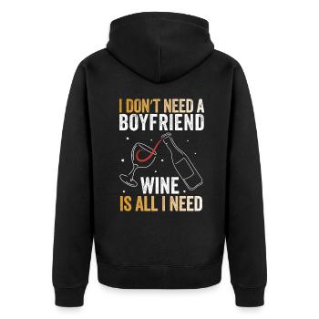 Wein: Meine Wahre Liebe - Unisex Premium Bio Zip Hoodie - Schwarz - Hinten - Nico (187cm)