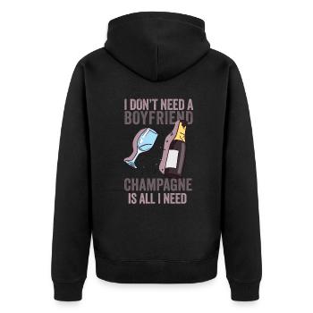 Sekt: Meine Wahre Liebe - Unisex Premium Bio Zip Hoodie - Schwarz - Hinten - Nico (187cm)