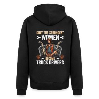 Des femmes fortes deviennent camionneuses - Veste à capuche bio Premium Unisexe - noir - Dos - Nico (187cm)