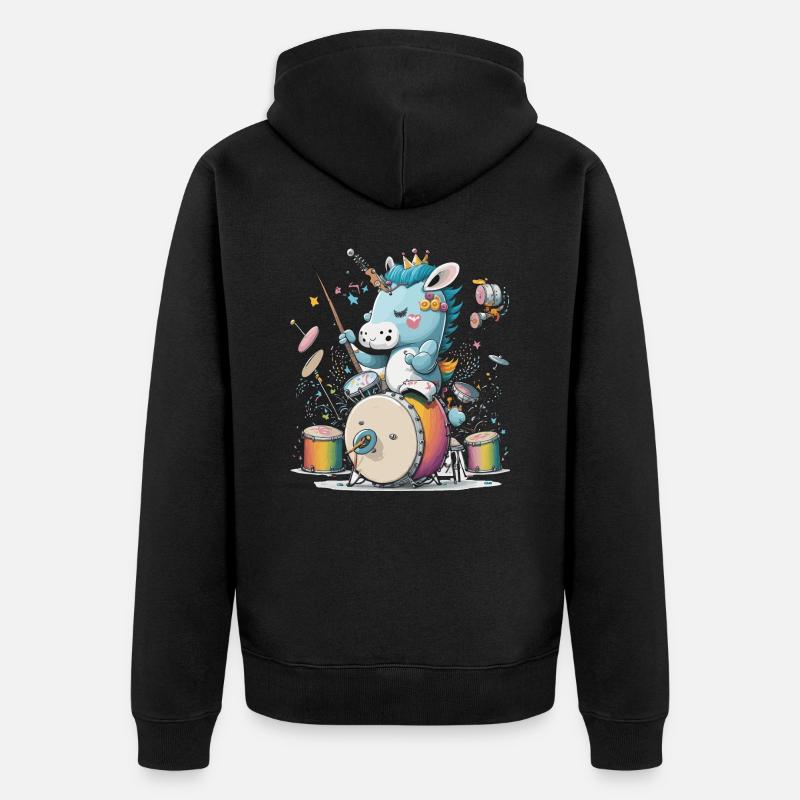 Batteur Licorne - Veste à capuche bio Premium Unisexe - noir