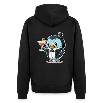 Penguins Pour - Unisex Premium Organic Zip Hoodie - black - Back - Nico (187cm)