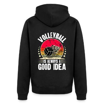 Volleyball - Unisex Premium Bio Zip Hoodie - Schwarz - Hinten - Nico (187cm)