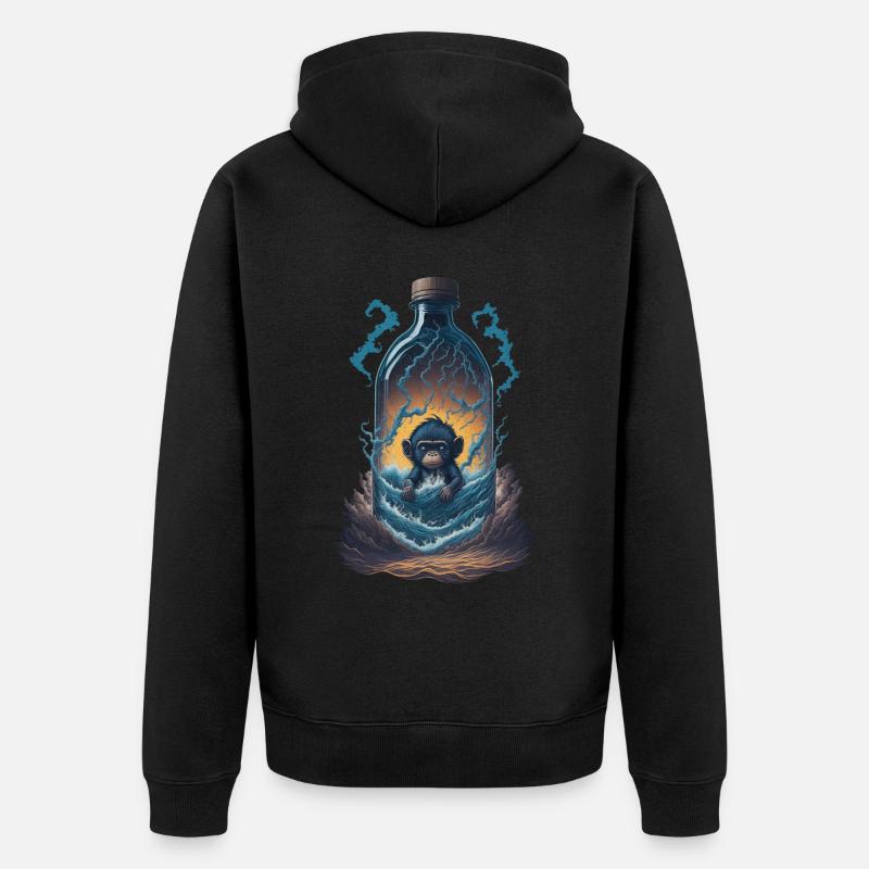 Affe - Unisex Premium Bio Zip Hoodie - Schwarz