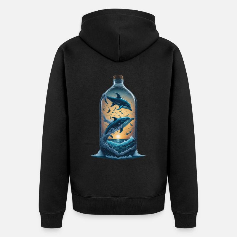 Delfin - Unisex Premium Bio Zip Hoodie - Schwarz
