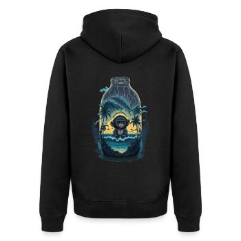 Affe - Unisex Premium Bio Zip Hoodie - Schwarz - Hinten - Nico (187cm)