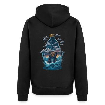 Bär Flasche - Unisex Premium Bio Zip Hoodie - Schwarz - Hinten - Nico (187cm)
