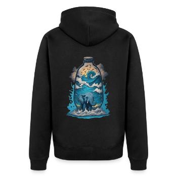 Elephant In Bottle - Unisex Premium Organic Zip Hoodie - black - Back - Nico (187cm)