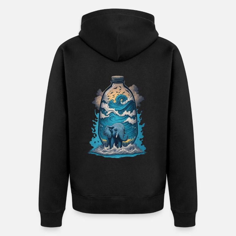 Éléphant en bouteille - Veste à capuche bio Premium Unisexe - noir