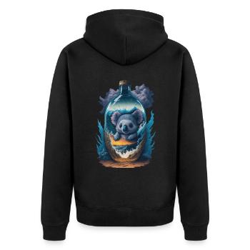 Koala In Flasche - Unisex Premium Bio Zip Hoodie - Schwarz - Hinten - Nico (187cm)