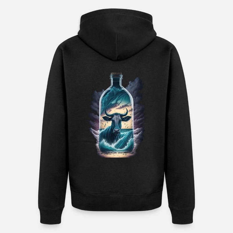 Bouteille de vache - Veste à capuche bio Premium Unisexe - noir