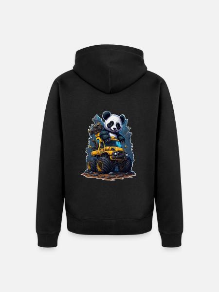 Panda Monstertruck - Unisex Premium Bio Zip Hoodie - Schwarz