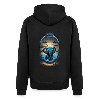 Elefant Flasche - Unisex Premium Bio Zip Hoodie - Schwarz - Hinten - Nico (187cm)