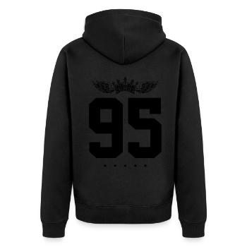 95 Number crown - Unisex Premium Organic Zip Hoodie - black - Back - Nico (187cm)