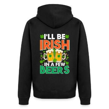 St Paddy's St Patricksday St Patrick Day - Unisex Premium Organic Zip Hoodie - black - Back - Nico (187cm)