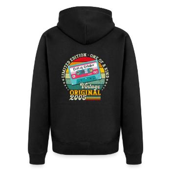 18. Geburtstag Retro Kassette Best of Oktober 2005 - Unisex Premium Bio Zip Hoodie - Schwarz - Hinten - Nico (187cm)