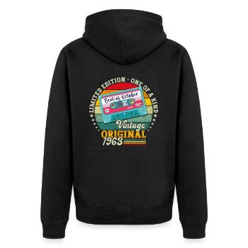60. Geburtstag Retro Kassette Best of Oktober 1963 - Unisex Premium Bio Zip Hoodie - Schwarz - Hinten - Nico (187cm)