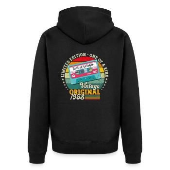 65. Geburtstag Kassette Best of Oktober 1958 - Unisex Premium Bio Zip Hoodie - Schwarz - Hinten - Nico (187cm)