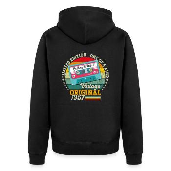 66. Geburtstag Kassette Best of Oktober 1957 - Unisex Premium Bio Zip Hoodie - Schwarz - Hinten - Nico (187cm)