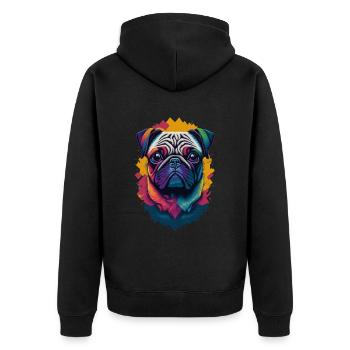 Carlin chien couleur explosion chiens illustration - Veste à capuche bio Premium Unisexe - noir - Dos - Nico (187cm)