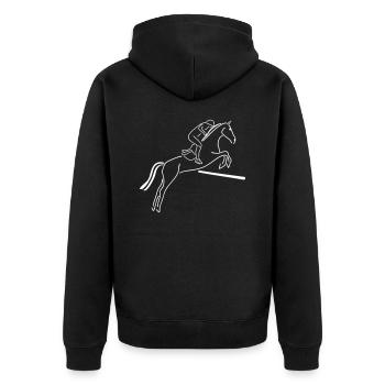 Springreiten Outline - Unisex Premium Bio Zip Hoodie - Schwarz - Hinten - Nico (187cm)