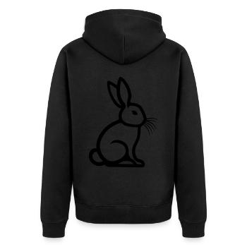 Osterhase Symbol Ostern - Unisex Premium Bio Zip Hoodie - Schwarz - Hinten - Nico (187cm)