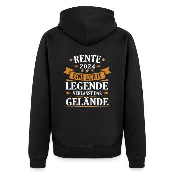 Rente 2024 - Legende verlässt das Gelände - Unisex Premium Bio Zip Hoodie - Schwarz - Hinten - Nico (187cm)