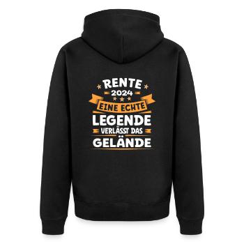 Rente 2024 - Rentner Abschied Legende Ruhestand - Unisex Premium Bio Zip Hoodie - Schwarz - Hinten - Nico (187cm)