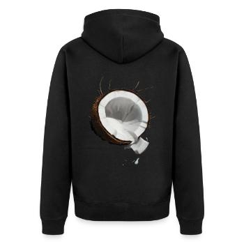 Kokosnuss Frucht - Unisex Premium Bio Zip Hoodie - Schwarz - Hinten - Nico (187cm)
