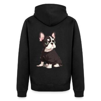 Niedliche Bulldogge Mops Hund - Unisex Premium Bio Zip Hoodie - Schwarz - Hinten - Nico (187cm)