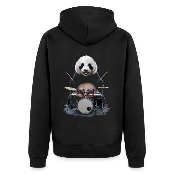 Panda Schlagzeug - Unisex Premium Bio Zip Hoodie - Schwarz - Hinten - Nico (187cm)