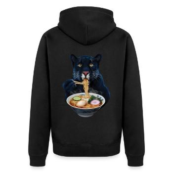 Panther Ramen - Unisex Premium Bio Zip Hoodie - Schwarz - Hinten - Nico (187cm)