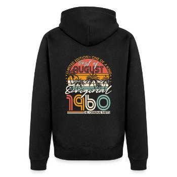 Août 1960 Vintage Anniversaire Rétro - Veste à capuche bio Premium Unisexe - noir - Dos - Nico (187cm)