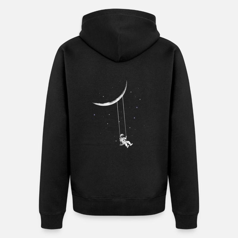 Astronaute sur balançoire - Veste à capuche bio Premium Unisexe - noir