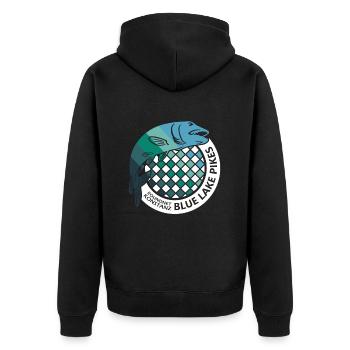 Blue Lake Pikes Konstanz - Unisex Premium Bio Zip Hoodie - Schwarz - Hinten - Nico (187cm)