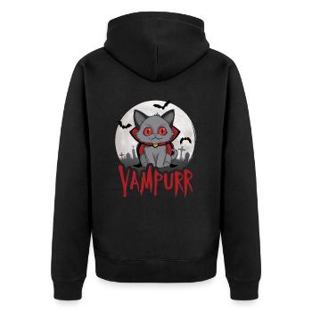 Vampurr - Unisex Premium Bio Zip Hoodie - Schwarz - Hinten - Nico (187cm)