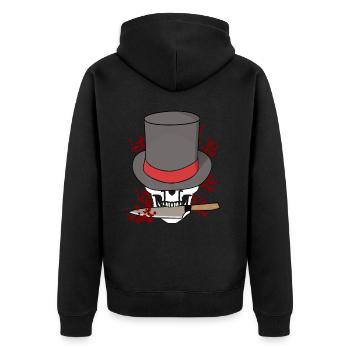 Totenkopf Killer Messer Halloween Horror Tod Mafia - Unisex Premium Bio Zip Hoodie - Schwarz - Hinten - Nico (187cm)