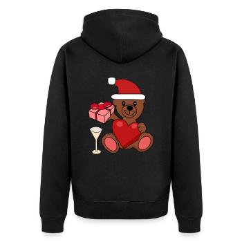 Teddy Bear Christmas Party Celebrate Christmas Gift - Unisex Premium Organic Zip Hoodie - black - Back - Nico (187cm)