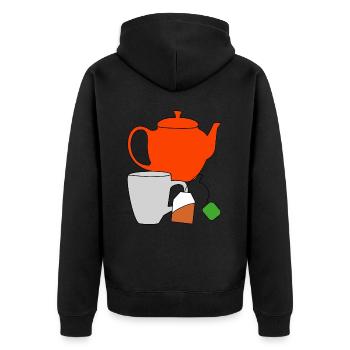Genuss Tee Getränk Teekanne Teebeutel Tasse - Unisex Premium Bio Zip Hoodie - Schwarz - Hinten - Nico (187cm)