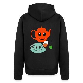 Gastronomy Host Tea Teapot Drinks - Unisex Premium Organic Zip Hoodie - black - Back - Nico (187cm)