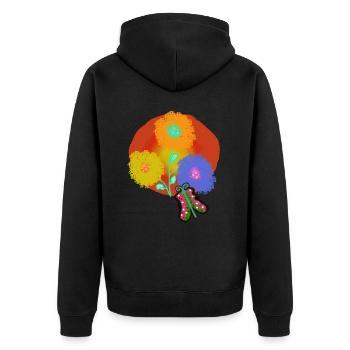 Sommer Sonne Blumen Falter Schmetterling Garten - Unisex Premium Bio Zip Hoodie - Schwarz - Hinten - Nico (187cm)