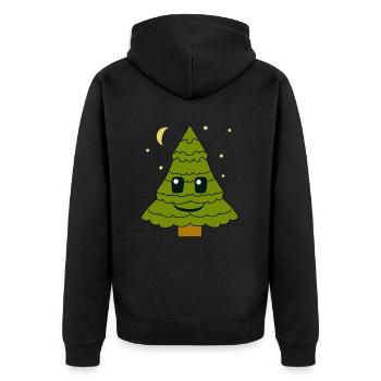 sapin, sapin, ciel étoilé, lune, nuit, forêt - Veste à capuche bio Premium Unisexe - noir - Dos - Nico (187cm)