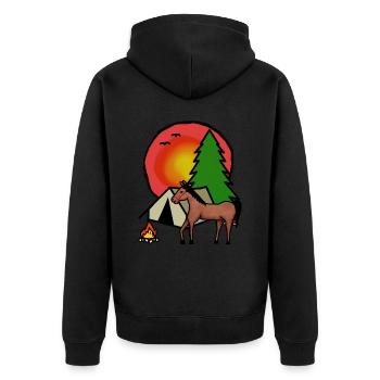 Pferd Camping Reiter Zelt Natur Abenteuer Reiten - Unisex Premium Bio Zip Hoodie - Schwarz - Hinten - Nico (187cm)