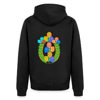 Croix Crucifix botanique Floral Couronne de Laurier multicolore - Veste à capuche bio Premium Unisexe - noir - Dos - Nico (187cm)