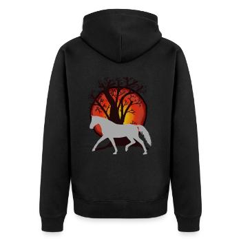 Chevaux, Chevaux, Cheval Sauvage, Nature, Nature Sauvage, Soleil, Cheval - Veste à capuche bio Premium Unisexe - noir - Dos - Nico (187cm)